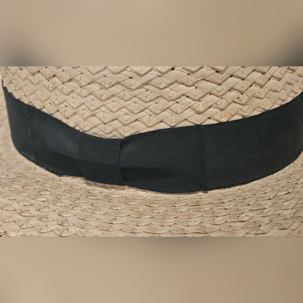 Antique 1920's Stylish Straw Boater Hat with Black Band Men's W.C. Fields Type - Picture 5 of 6